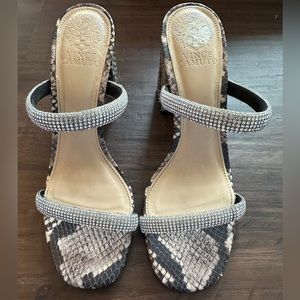 Vince Camuto Sparkly Faux Snake Skin Heeled Sandals